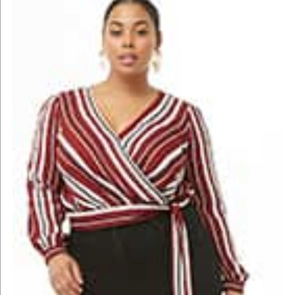 Wine and cream blouse